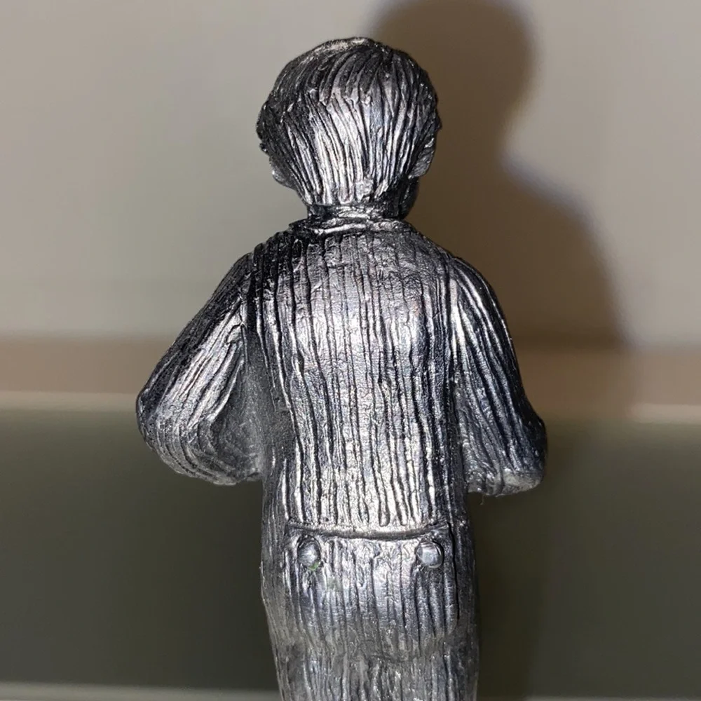 Michael Ricker Pewter Boy Holding Toy Train 3